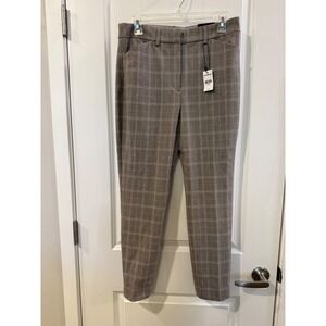 Express Editor Skinny High Rise Plaid Dress Pants Gray 6R New